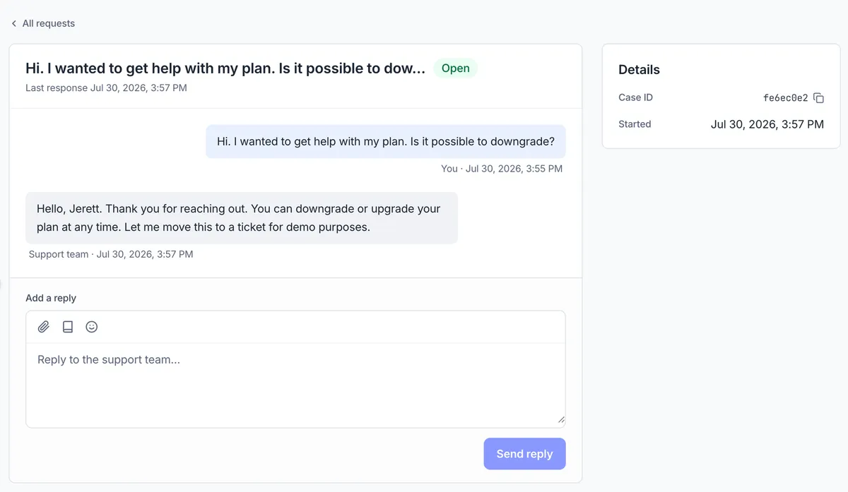 Support ticket window