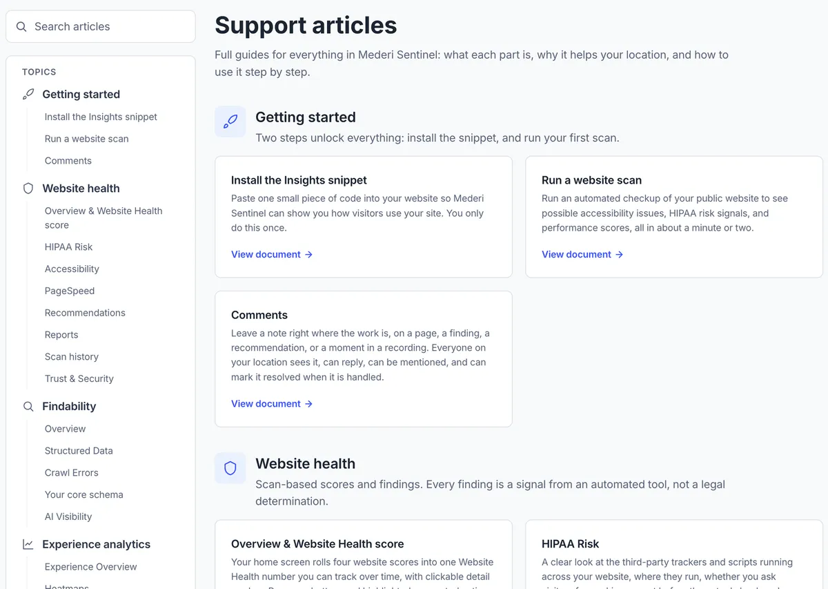 Support articles