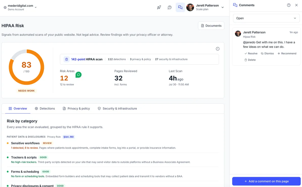 Comment pinned example