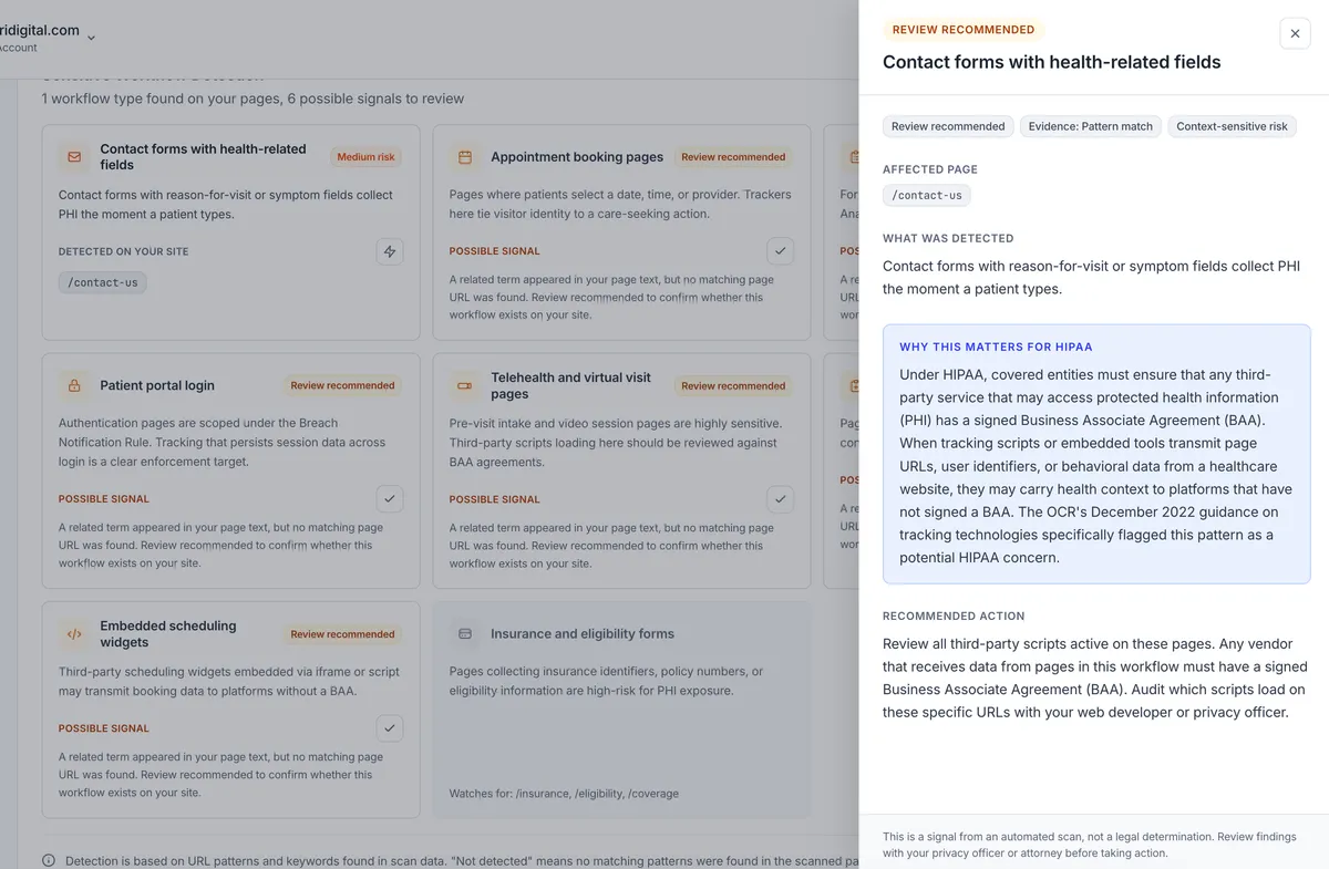 Image showing suggestion on fixing a HIPAA violation